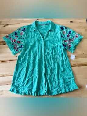 Linen Blend Embroidered Shirt